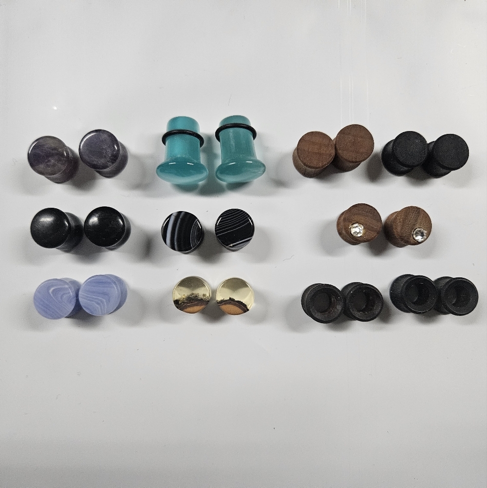 Lot Of Plugs Gauged Earrings 10mm (00 Gauged) Double Flare 11 Pairs